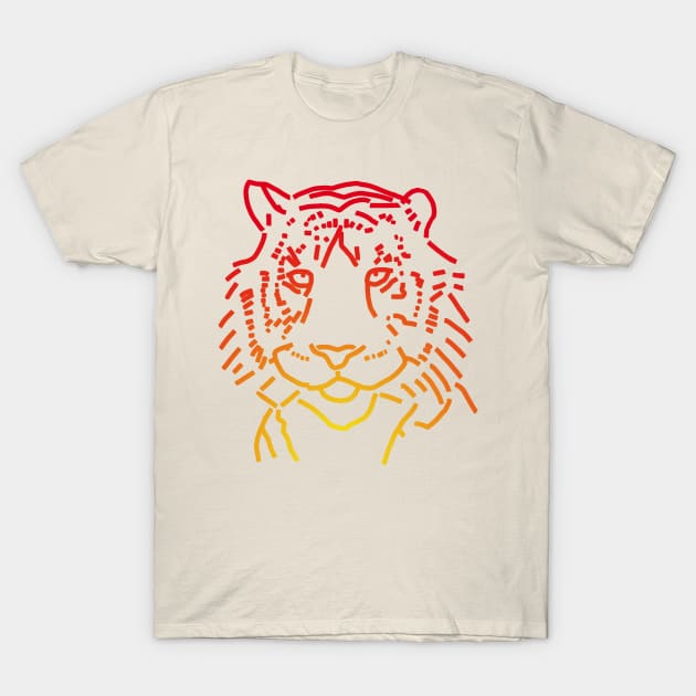 Red Tiger Animals Portrait T-Shirt by ellenhenryart